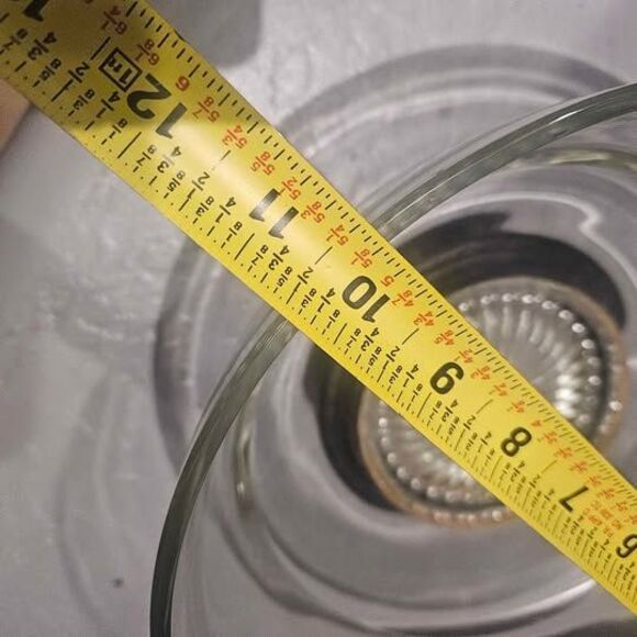 Glass and Silver Rimmed Footed Fruit Bowl Heavy Punch Bowl MCM - Picture 5 of 6